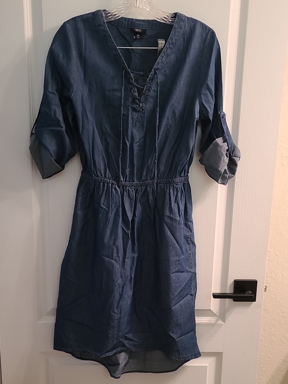 Womens Mossimo Supply Co. Indigo Blue Lace-Up Waist High-Low Dress NEW
